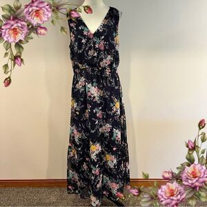 Merona Floral Sleeveless Maxi navy Dress